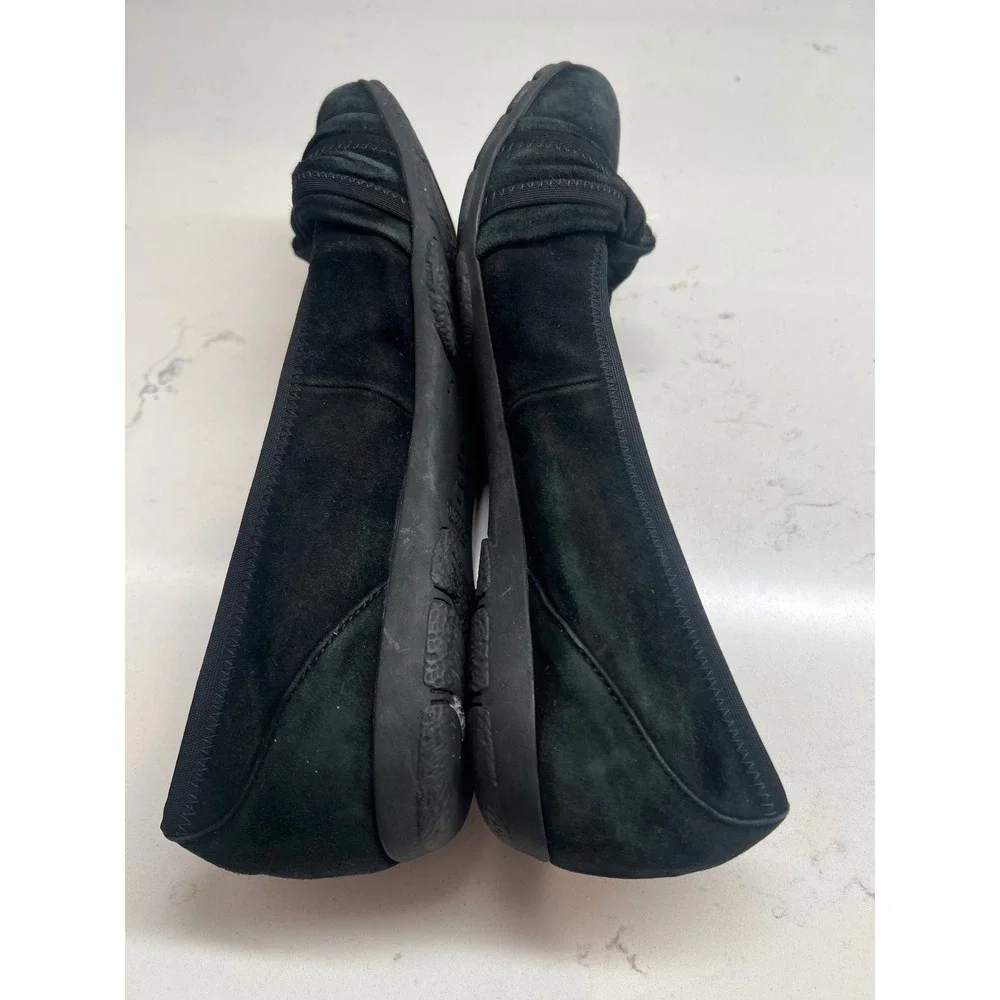 Gabor Hovercraft Black Suede Knotted Bow Ballet Flats Comfort Shoes Womens 7.5